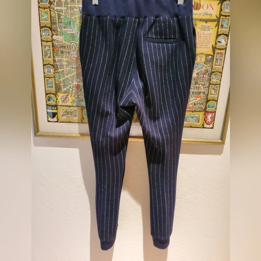 Eudon CHOI london Jogger Style Wool Pants Navy Sriped Sm - Picture 2 of 3